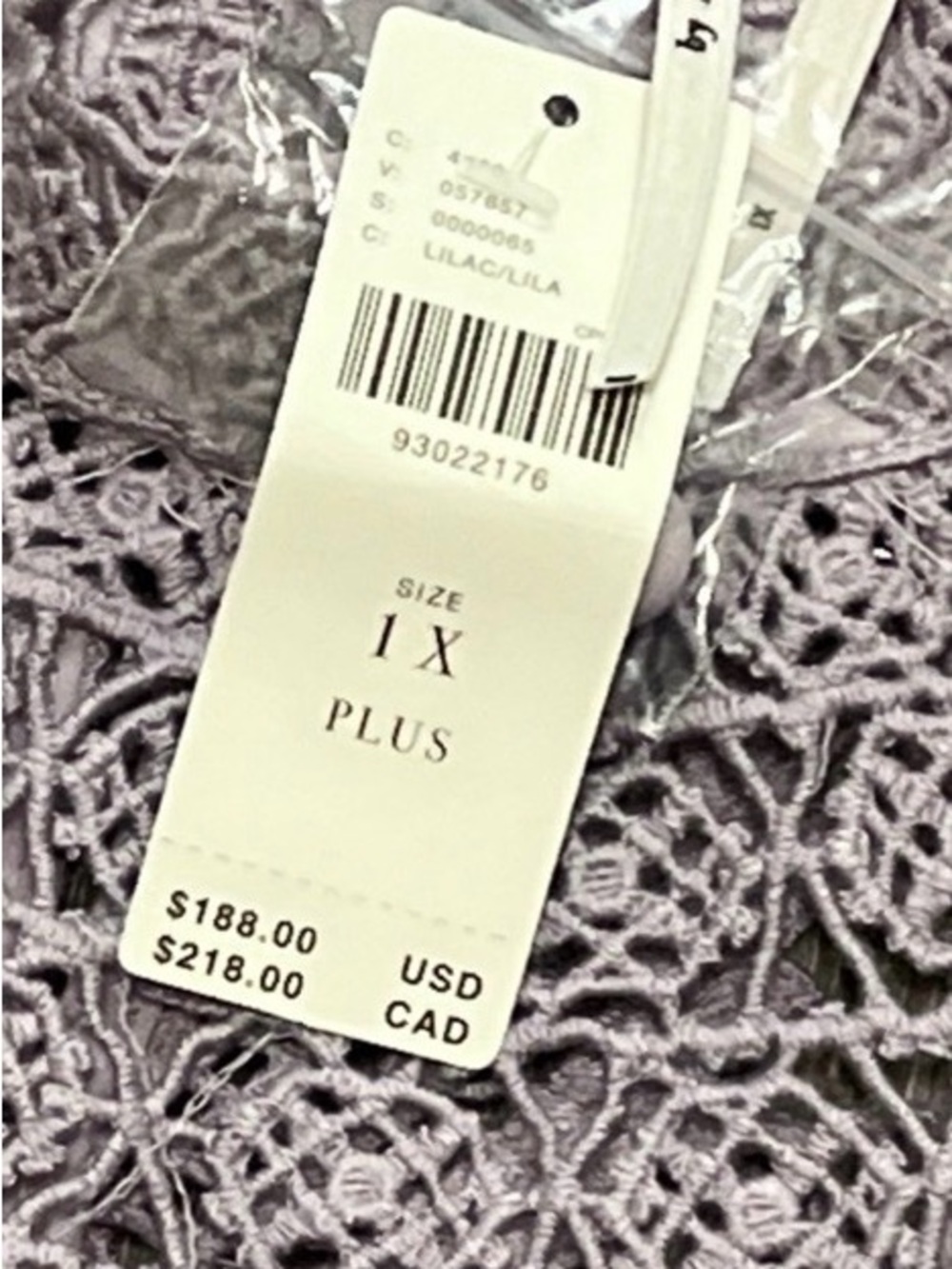 By Anthropologie High-Neck Lace Tunic Mini Dress Lilac Plus Size 1X New - Picture 9 of 9